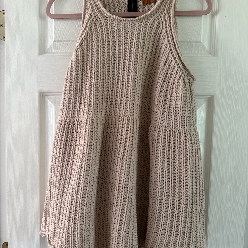 Trendy Boutique Cream Knit Sweater Dress